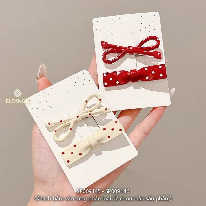 Set 2 kẹp tóc nữ Eleanor Accessories hình chiếc nơ basic phụ kiện tóc kẹp tóc mái 9145
