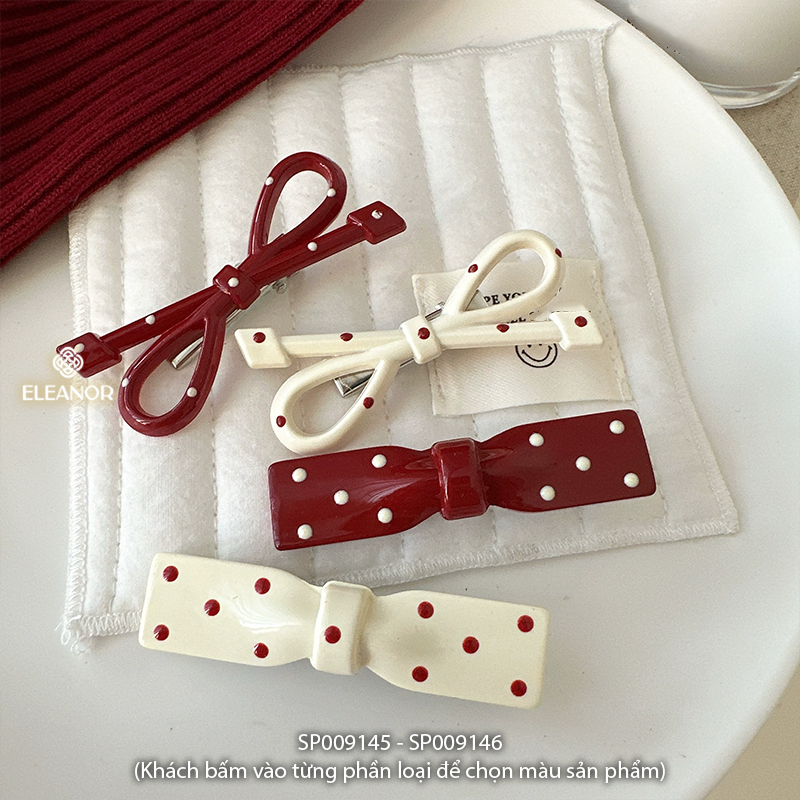 Set 2 kẹp tóc nữ Eleanor Accessories hình chiếc nơ basic phụ kiện tóc kẹp tóc mái 9145