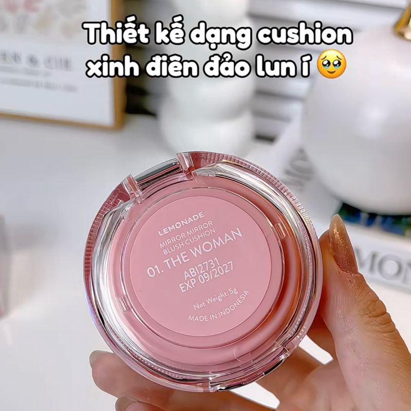Má hồng Lemonade căng bóng dạng phấn nước thuần chay Mirror Mirror Blush Cushion 8g