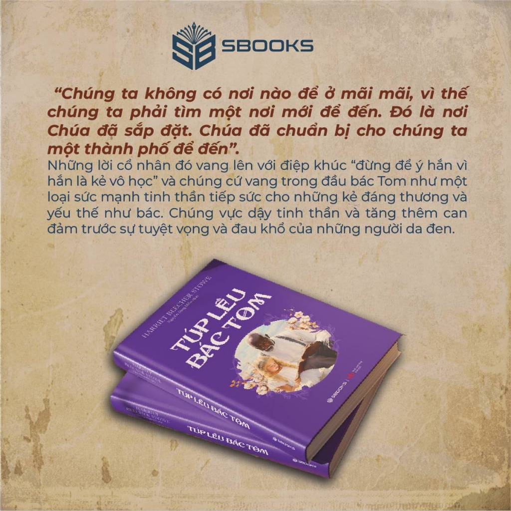 Sách Túp Lều Bác Tom - Harriet Beecher Stowe - Văn Học Kinh Điển Thế Giới - Sbooks Store