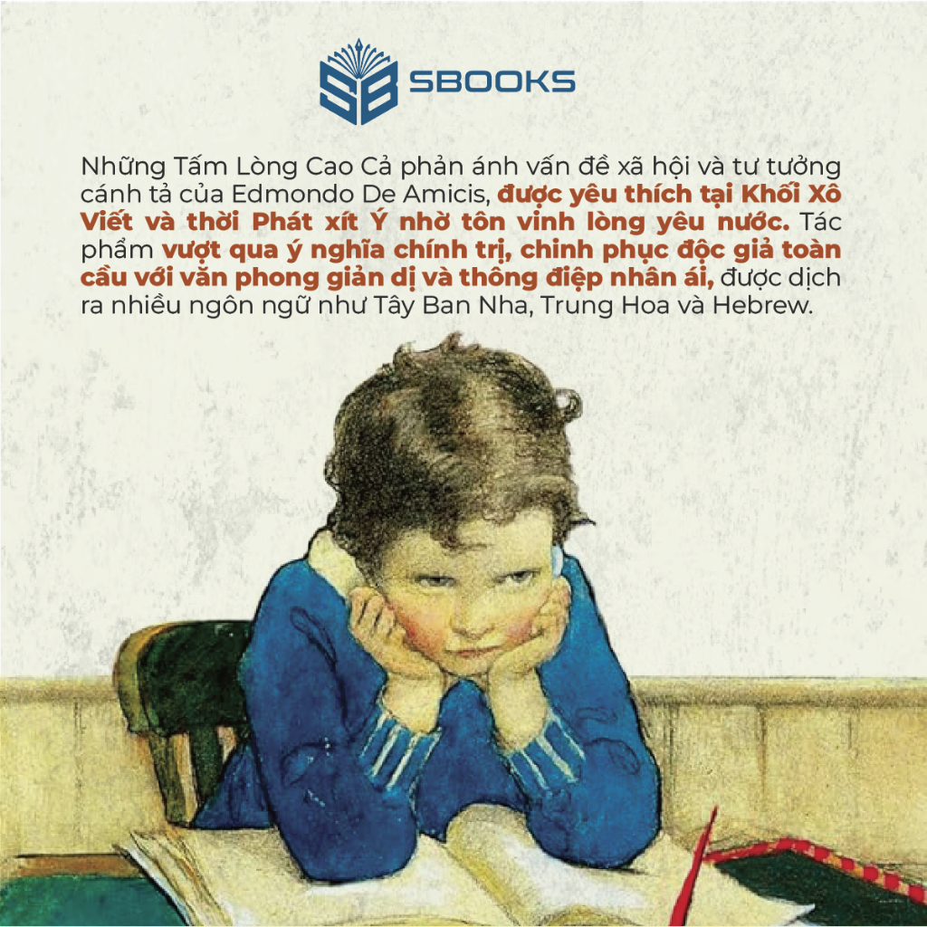 Sách Những Tấm Lòng Cao Cả - Văn Học Kinh Điển Thế Giới - Edmondo De Amicis -Sbooks Store