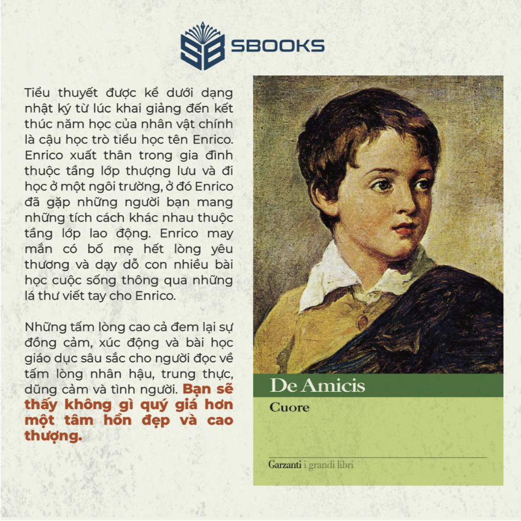 Sách Những Tấm Lòng Cao Cả - Văn Học Kinh Điển Thế Giới - Edmondo De Amicis -Sbooks Store
