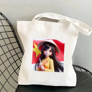 Túi Tote Áo Dài Việt Nam túi vải canvas hình ÁO DÀI PHỤ NỮ VIỆT DUYÊN DÁNG đen trắng thời trang đựng đồ totb065 totA065