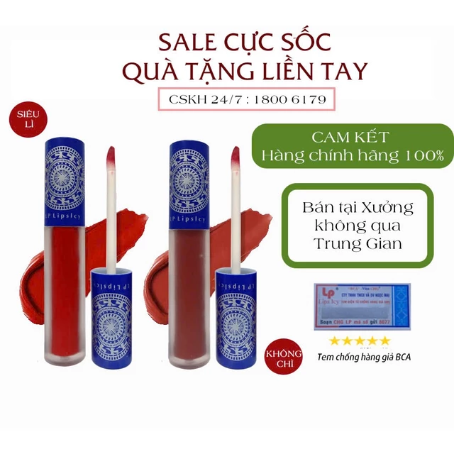 Son kem Lp Lipsicy chuẩn màu siêu lì lâu trôi mềm mươt không lem son dùng tốt cho bà bầu 7g