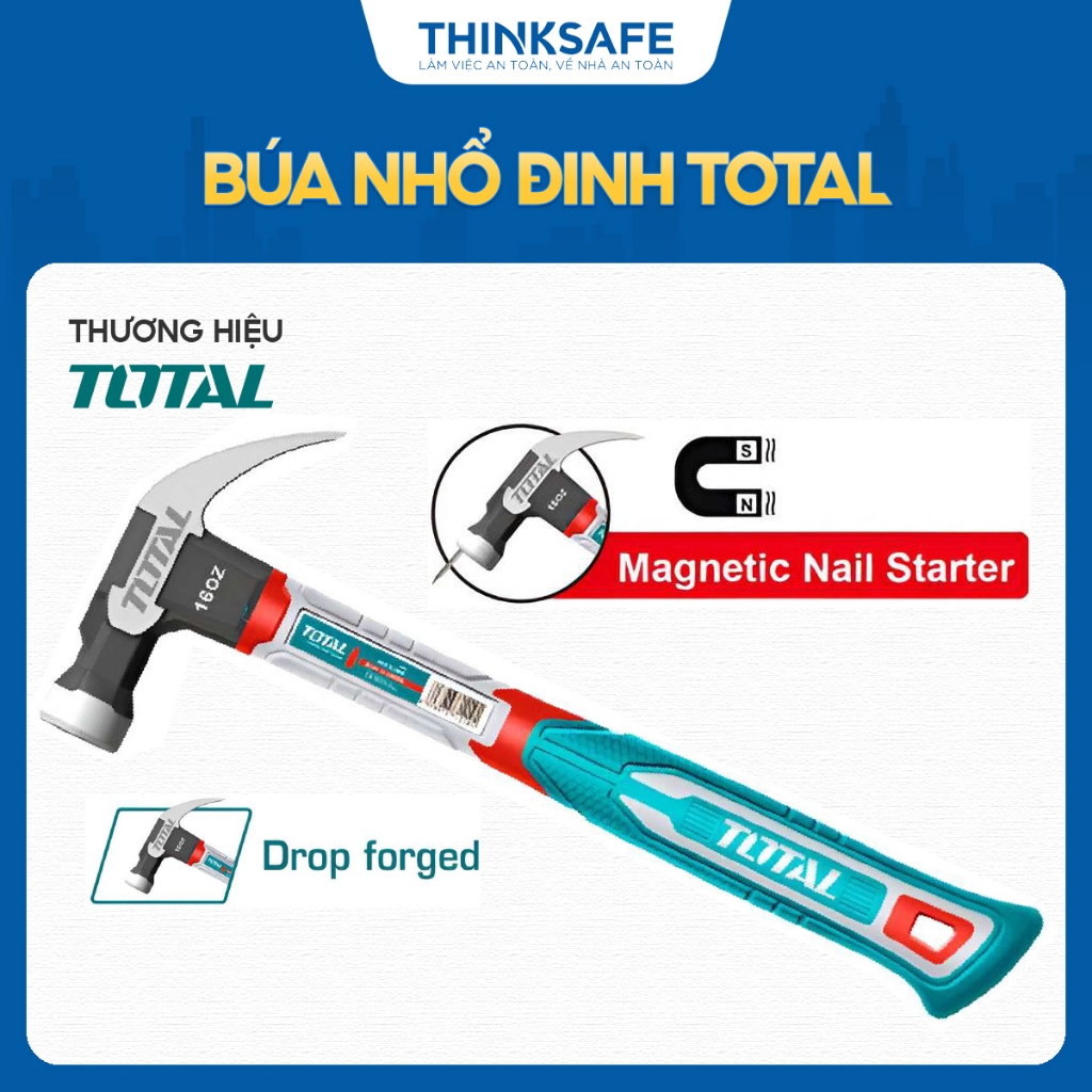 Búa nhổ đinh Total, trọng lượng 220g - 560g đầu búa rèn thả, Thép ...