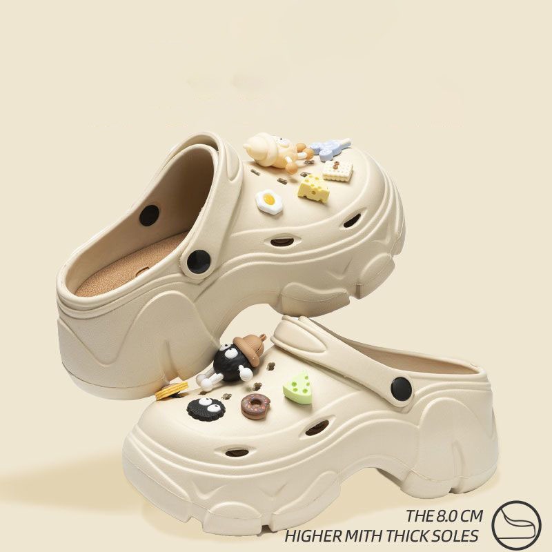 Dép nữ, Dép Cross Sticker Bánh quy phô mai, đế cao 7cm | BigBuy360 - bigbuy360.vn