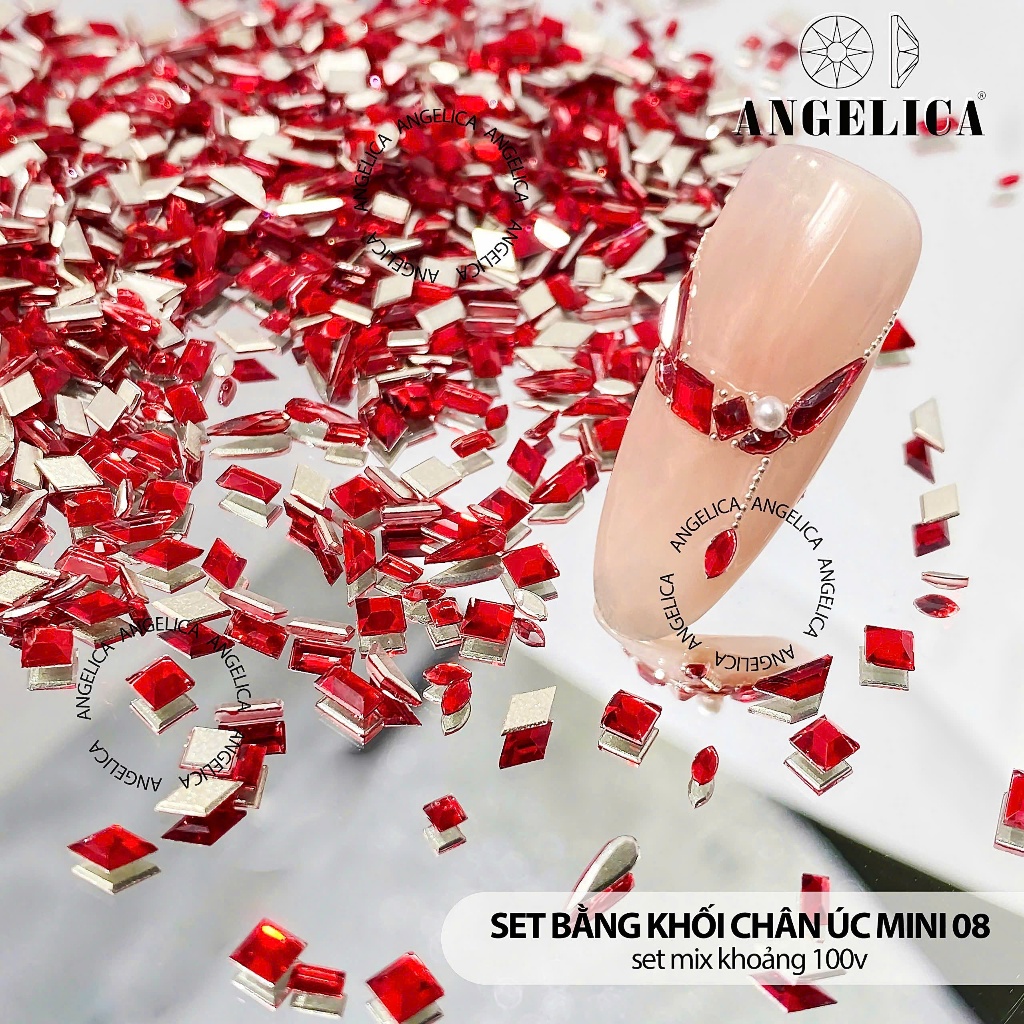 Set đá khối chân bằng giả úc cao cấp mini siêu nhỏ đính nails chân vàng trang trí móng khoảng 100 viên ANGELICA