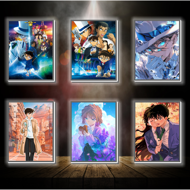 Tranh đèn led 3D đổi màu Conan - Tranh đèn led 3D ANIME trang trí bàn làm việc, đèn ngủ