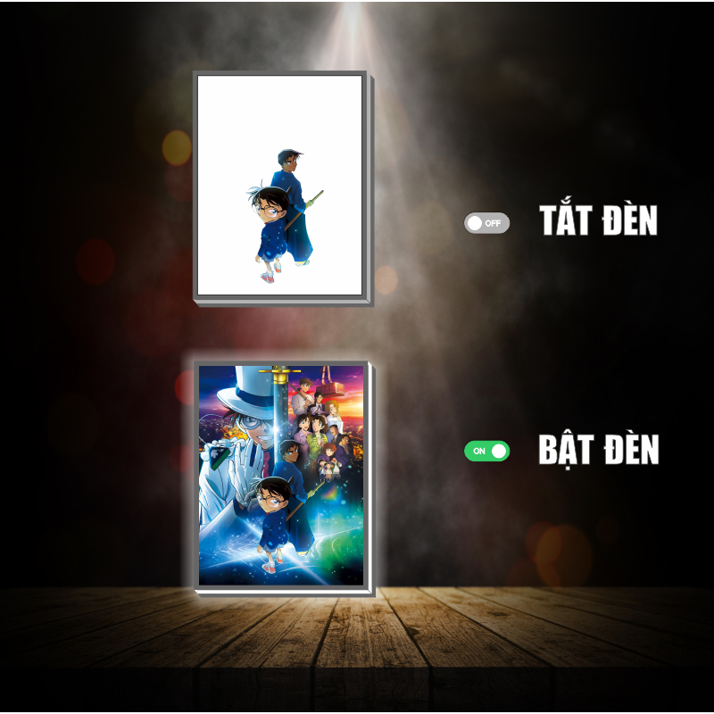 Tranh đèn led 3D đổi màu Conan - Tranh đèn led 3D ANIME trang trí bàn làm việc, đèn ngủ