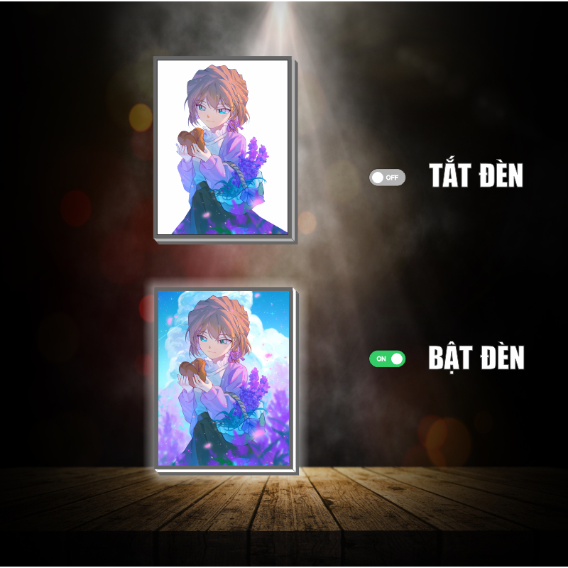 Tranh đèn led 3D đổi màu Conan - Tranh đèn led 3D ANIME trang trí bàn làm việc, đèn ngủ