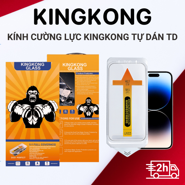 Kính cường lực tự dán KINGKONG KTD 9H cao cấp, màn hình phủ nano - chống va đập iphone X XS XSM 11 12 13 14 15 16 promax
