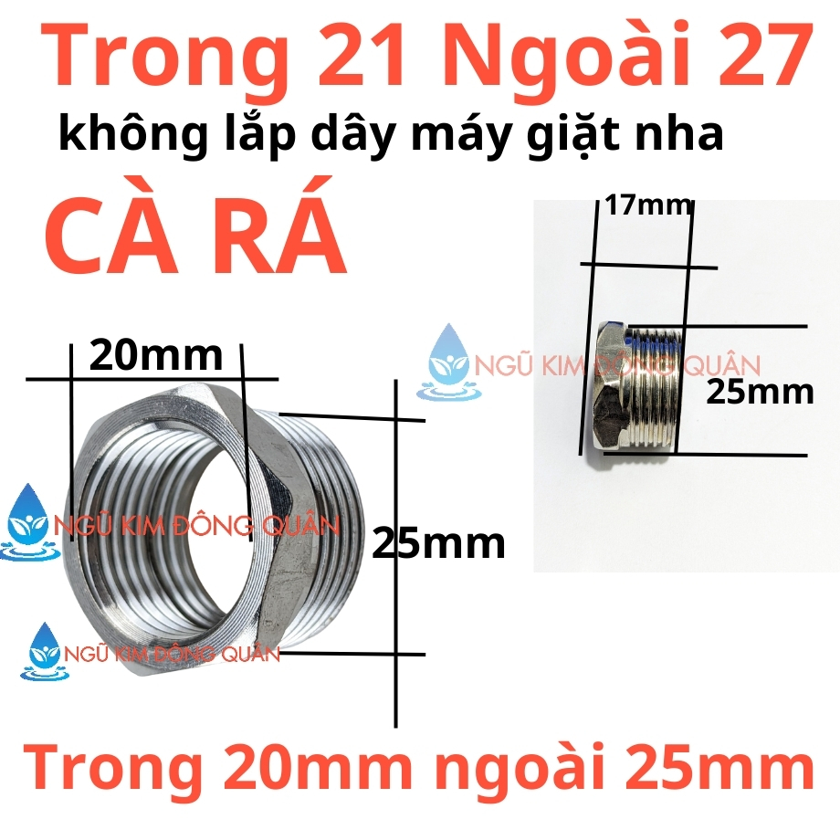 CÀ RÁ INOX,REN NGOÀI REN TRONG 27/21( kích thước thực hệ ren 20mm và ...