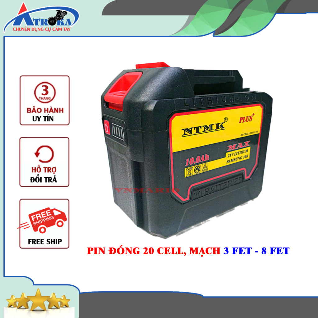 Pin đóng 20 cell 21v 199v 5s4p NTMK, chân phổ thông M21 4cm, mạch 3 đến ...