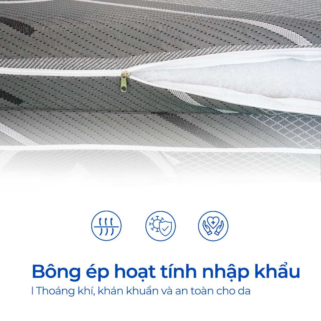 Ảnh Nệm Bông Ép Hoạt Tính Gấp 3 Aroma, Nhiều Màu Áo Nệm, Nệm Cứng Vừa, Nâng Đỡ Cơ Thể Tốt, Bảo Hành 5 Năm 3