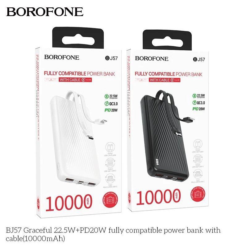Sạc dự phòng Borofone BJ57 10.000mah sạc nhanh 22,5w tích hợp thêm 2 ...