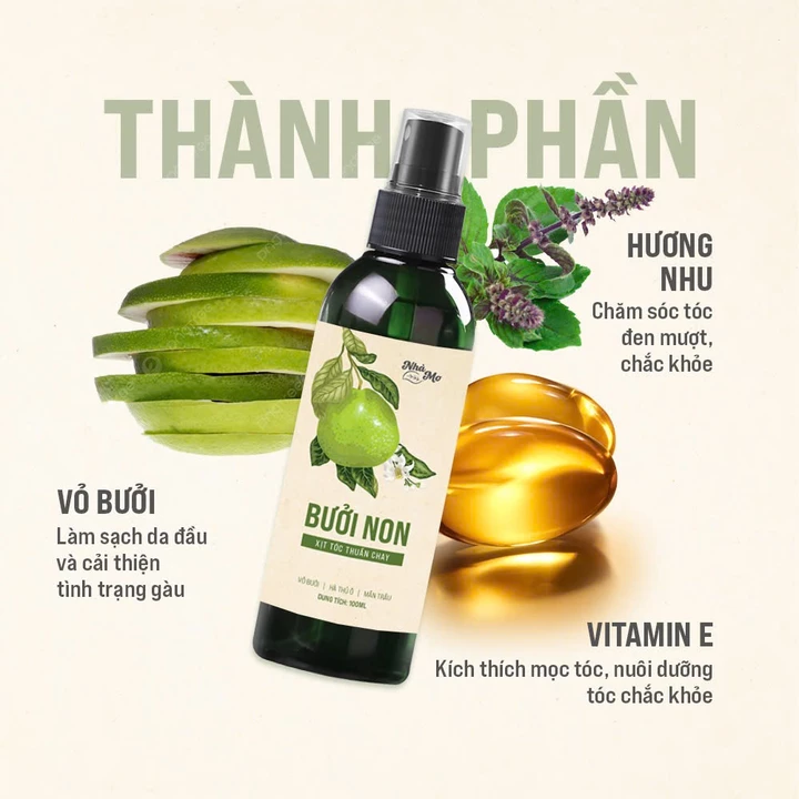 Cặp gội xả, dầu gội Bưởi Bồ Kết - Dầu xả thiên nhiên dừa oliu thuần chay kích mọc tóc Nhà Mơ – 6