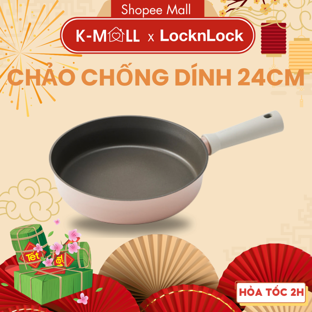 Chảo 24cm chống dính Suit IH LocknLock CSU1243PIK , dùng được bếp từ, tay cầm cách nhiệt - K-MALL