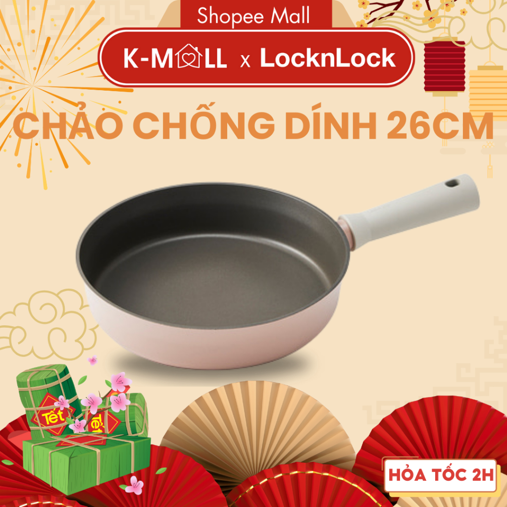 Chảo 26cm chống dính Suit IH LocknLock CSU1263PIK , dùng được bếp từ, tay cầm cách nhiệt - K-MALL