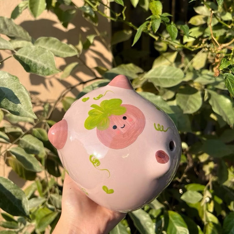 [Lỗ Tròn] Lợn Đất Heo Đất Ống Heo Tiết Kiệm Size Trung - Heo Sứ Hoạ Tiết Xinh Xắn - Bast Tràng