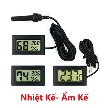 Ẩm kế, Nhiệt Kế Điện Tử -50*C ~100*C Loại Xịn Có Đầu Dò Chống Nước - Dây dài 1 mét, ẩm kế kèm nhiệt kế điện tử