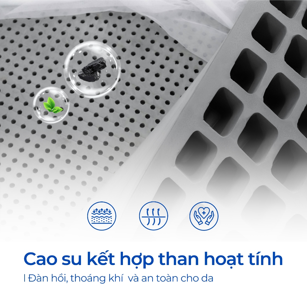 Ảnh Nệm Cao Su Hoạt Tính Aroma Grey, 100% Cao Su Thiên Nhiên, Kháng Khuẩn, Chống Nấm Mốc, Bảo Hành Xẹp Lún 10 Năm 3