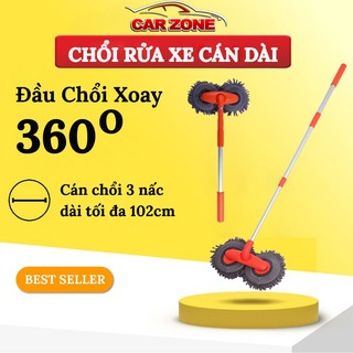 Chổi Rửa Xe Ô Tô Cán Dài VER 6 - Bàn Lau Xoay 360 Độ,Lông Mềm,Vệ Sinh Sạch Sẽ