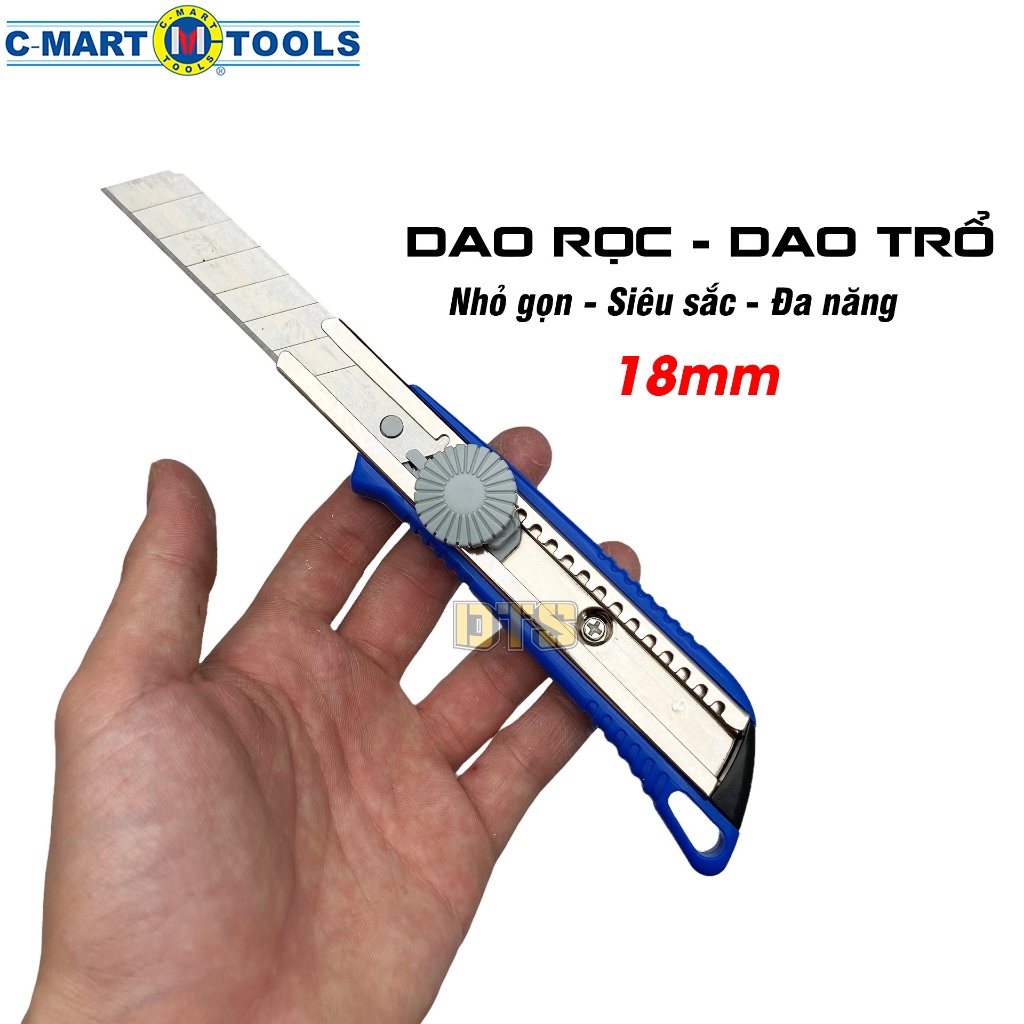 Dao rọc giấy đa năng 18mm có núm xoay C-MART A0001, dao trổ cố định ...
