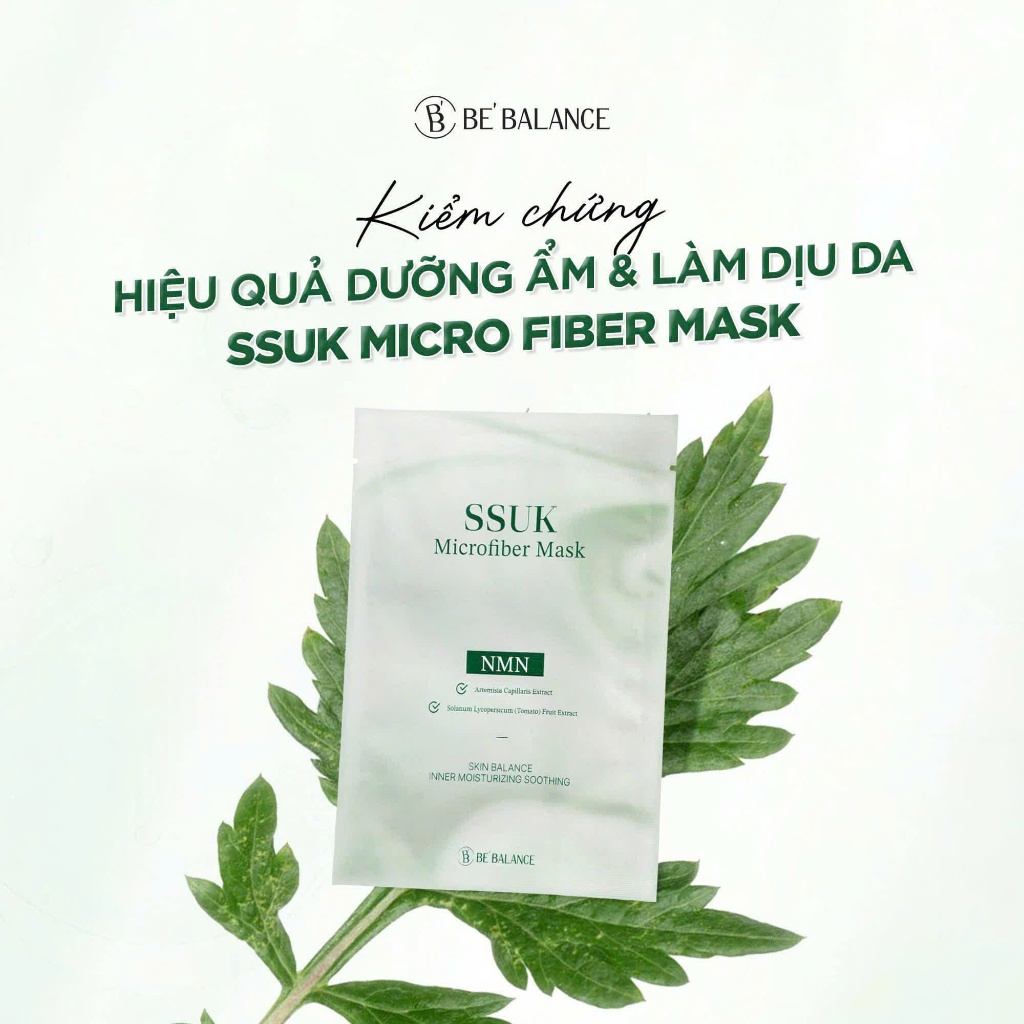 Mặt Nạ Vi Sợi Be'Balance SSUK MICRO FIBER MASK Chiết Xuất Ngải Cứu kết hợp NMN và Cà Chua Xanh