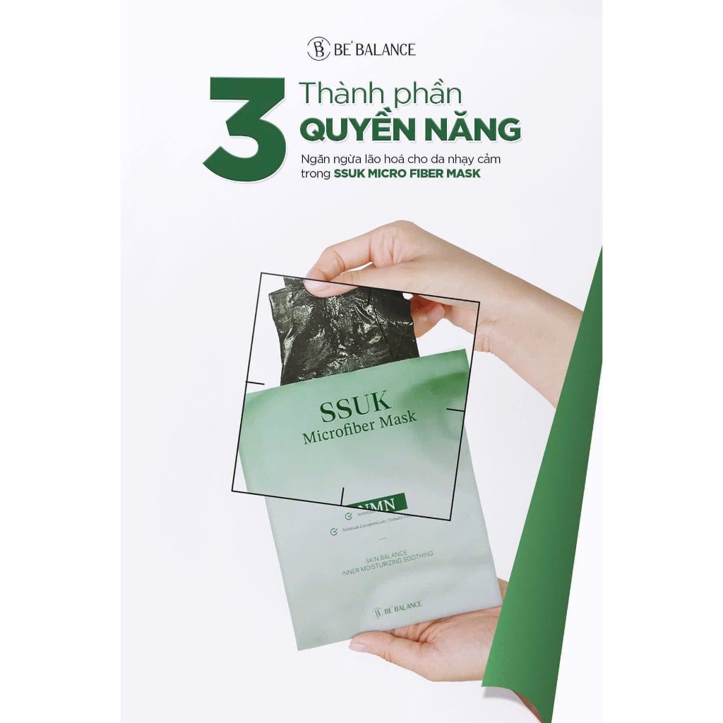 Mặt Nạ Vi Sợi Be'Balance SSUK MICRO FIBER MASK Chiết Xuất Ngải Cứu kết hợp NMN và Cà Chua Xanh