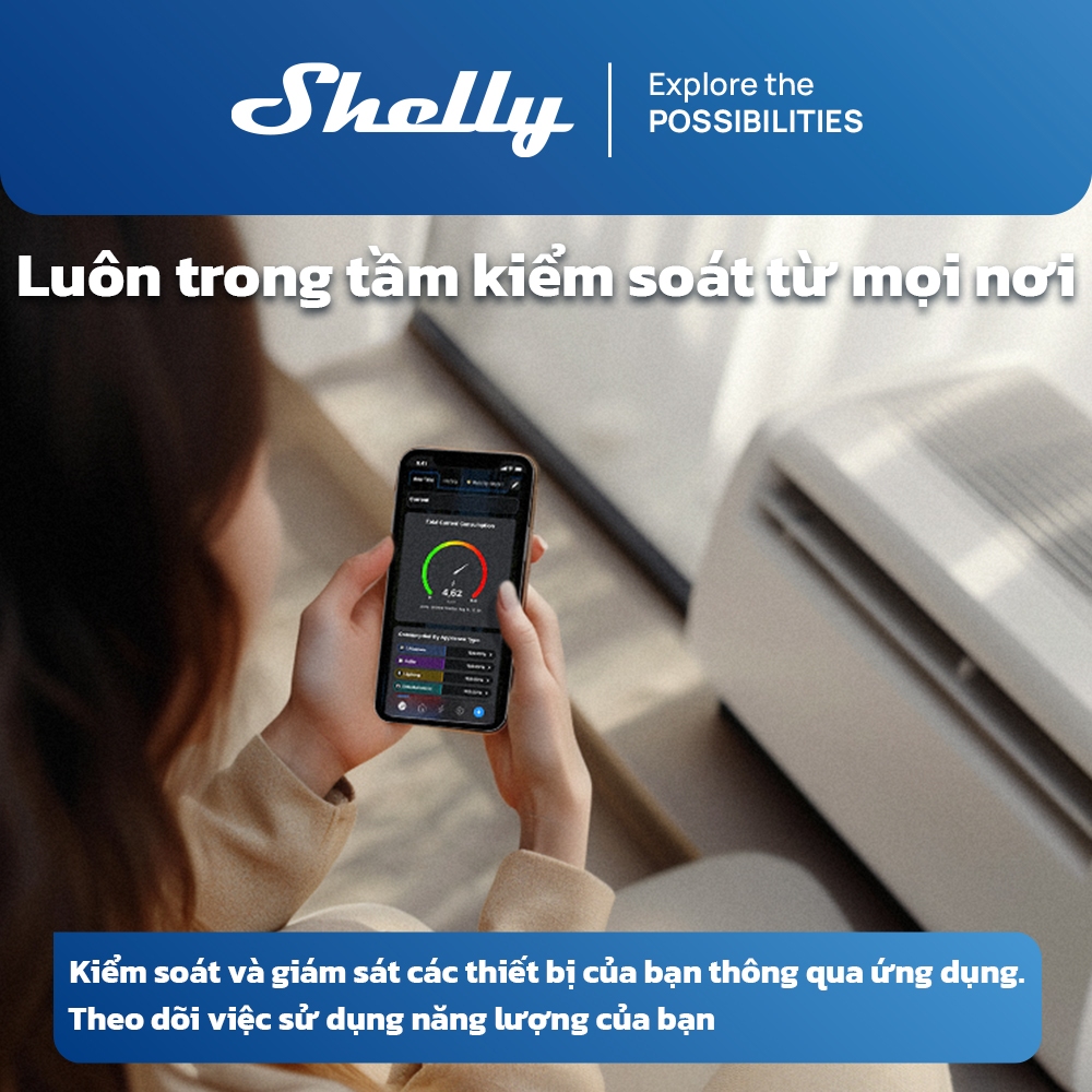 Shelly Plus 2PM Smart Home WiFi Relay 2 kênh có chức năng kiểm soát đo lường điện năng