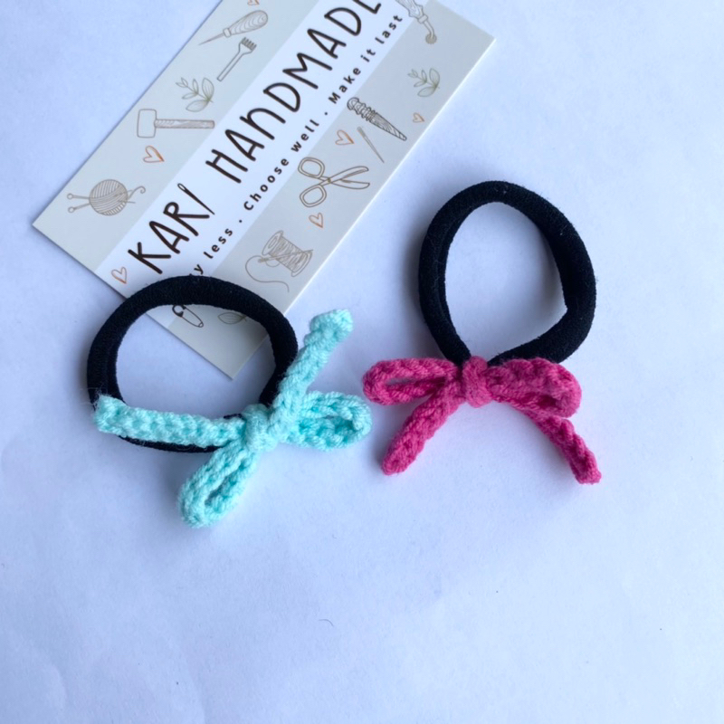 [Nhiều màu] Móc khoá nơ len handmade (có khoen)
