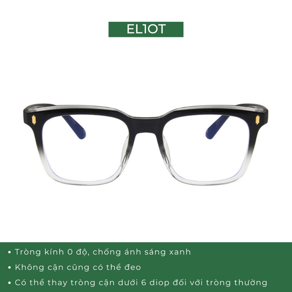 Gọng kính cận vuông nam nữ ELIOT Eyewear chất liệu nhựa phụ kiện thời trang có thể thay tròng cận Unisex 86012