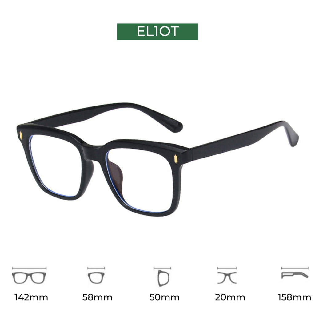 Gọng kính cận vuông nam nữ ELIOT Eyewear chất liệu nhựa phụ kiện thời trang có thể thay tròng cận Unisex 86012
