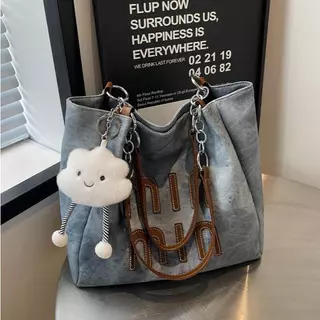 Túi đeo vai nữ thông thường tối giản dung tích lớn túi tote thời trang thư denim mới phong cách Hàn quốc
