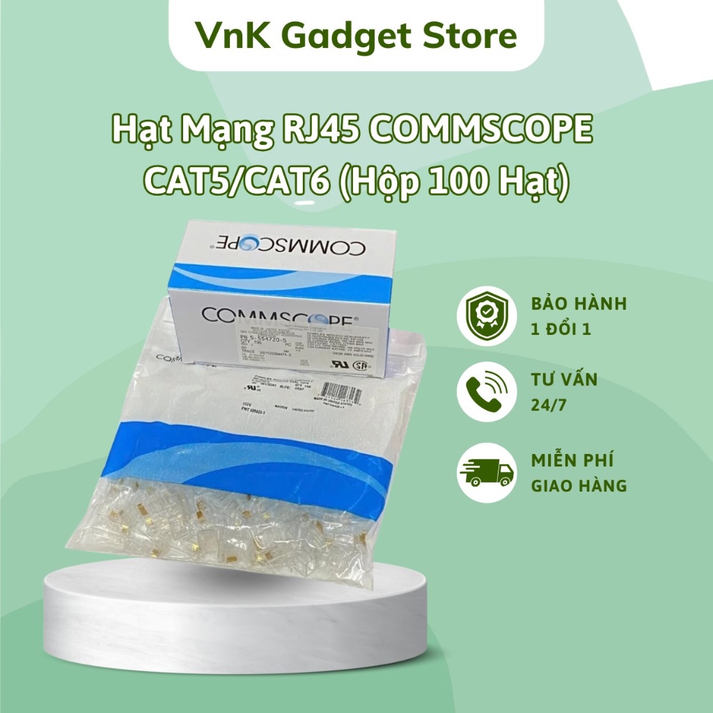 Hạt Mạng RJ45 COMMSCOPE CAT5/CAT6 (Hộp 100 Hạt) | Shopee Việt Nam