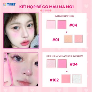 Phấn má hồng mịn lì XiXi 4 ô nhũ sáng highlight trang điểm tích hợp phấn mắt nhũ lì bền màu.
