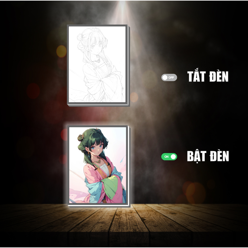 Tranh đèn led 3D đổi màu Dược sư tự sự - Tranh đèn led 3D ANIME trang trí bàn làm việc, đèn ngủ
