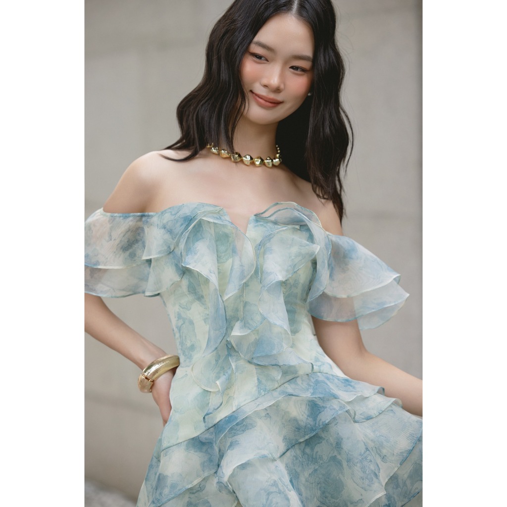 Ảnh OLV - Đầm kiểu trễ vai dáng xòe Ianthe Fleur Dress 3