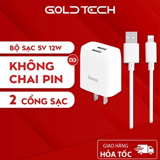 Bộ sạc Hoco C73 2.4A 12W hỗ trợ sạc nhanh với 2 cổng sạc và dây sạc dài 1M cho iphone ipad