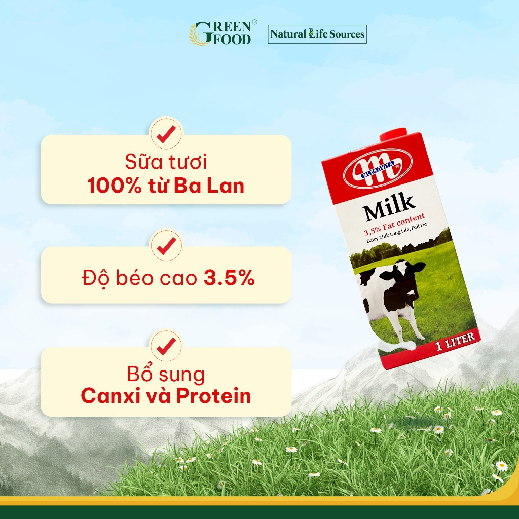 Ảnh Combo 4 Sữa Tươi Tiệt Trùng Mlekovita Nguyên Kem 1L - Béo Cao 3.5%, Không Đường, Nhập Khẩu từ Ba Lan 3