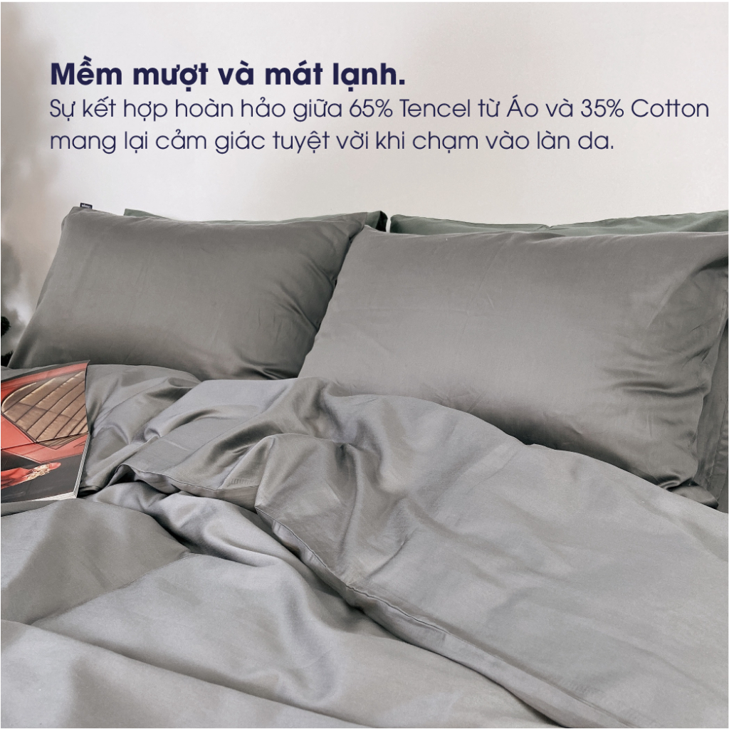 Ảnh Set 3 món ga gối lụa Cotton Tencel tự nhiên (Châu Âu) 60S Changmi Bedding siêu mềm mượt và mát lạnh 2