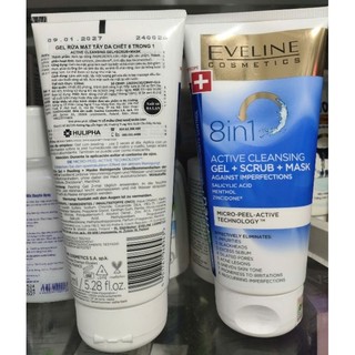 Sữa rửa mặt ,tẩy da chết 8 in 1 EVELINE