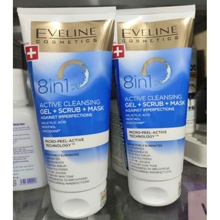 Sữa rửa mặt ,tẩy da chết 8 in 1 EVELINE