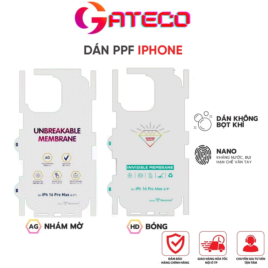Miếng Dán PPF Mặt Lưng iPhone Trong Suốt/Chống Vân Tay – Tự Dán Dễ Dàng – Chống Trầy, Tự Phục Hồi