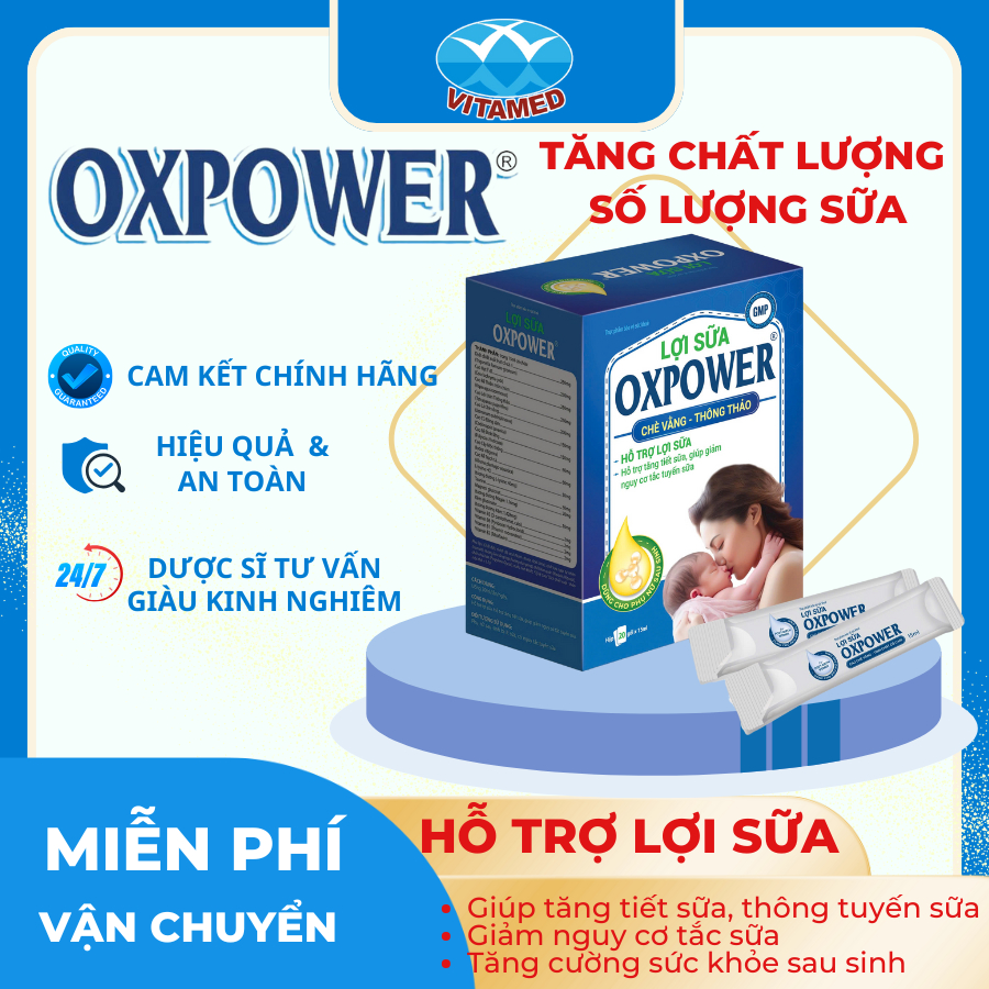 [ Mua 1 Tặng 1 ] Lợi Sữa Oxpower - Hỗ Trợ Lợi Sữa, Tăng Tiết Sữa Cho Mẹ Hộp 20 Gói*15ML