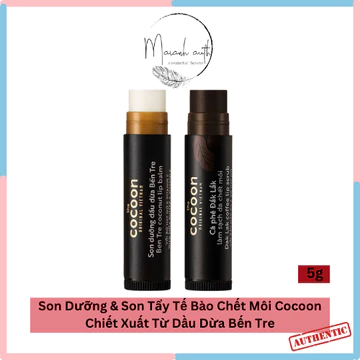 Son Dưỡng Môi CoCoon Và Tẩy Da Chết Môi Cocoon Chiết Xuất Từ Dầu Dừa Bến Tre, Giúp Môi Căng Mịn