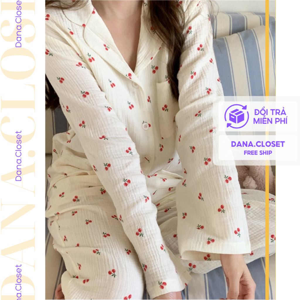 Bộ Ngủ Nữ Hàng Cao Cấp, Set Pyjama Tay Dài Vải Đũi Xốp, Nhiều Màu ...