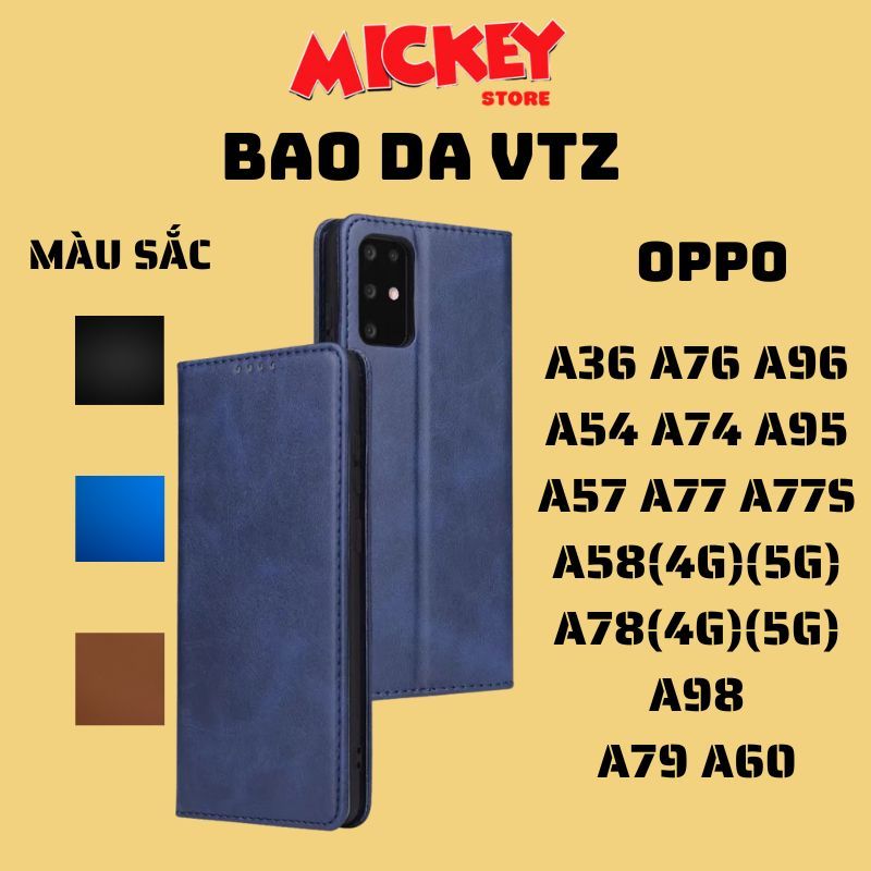 Bao da OPPO A36 A76 A96 A18 A38 A78 A98 A57 A77/S A54 A74 A95 A79 A60 có khay đựng thẻ ATM