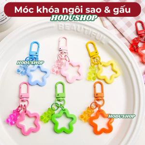 Móc khóa ngôi sao kèm gấu trong suốt siêu đang yêu - Phụ kiện handmade