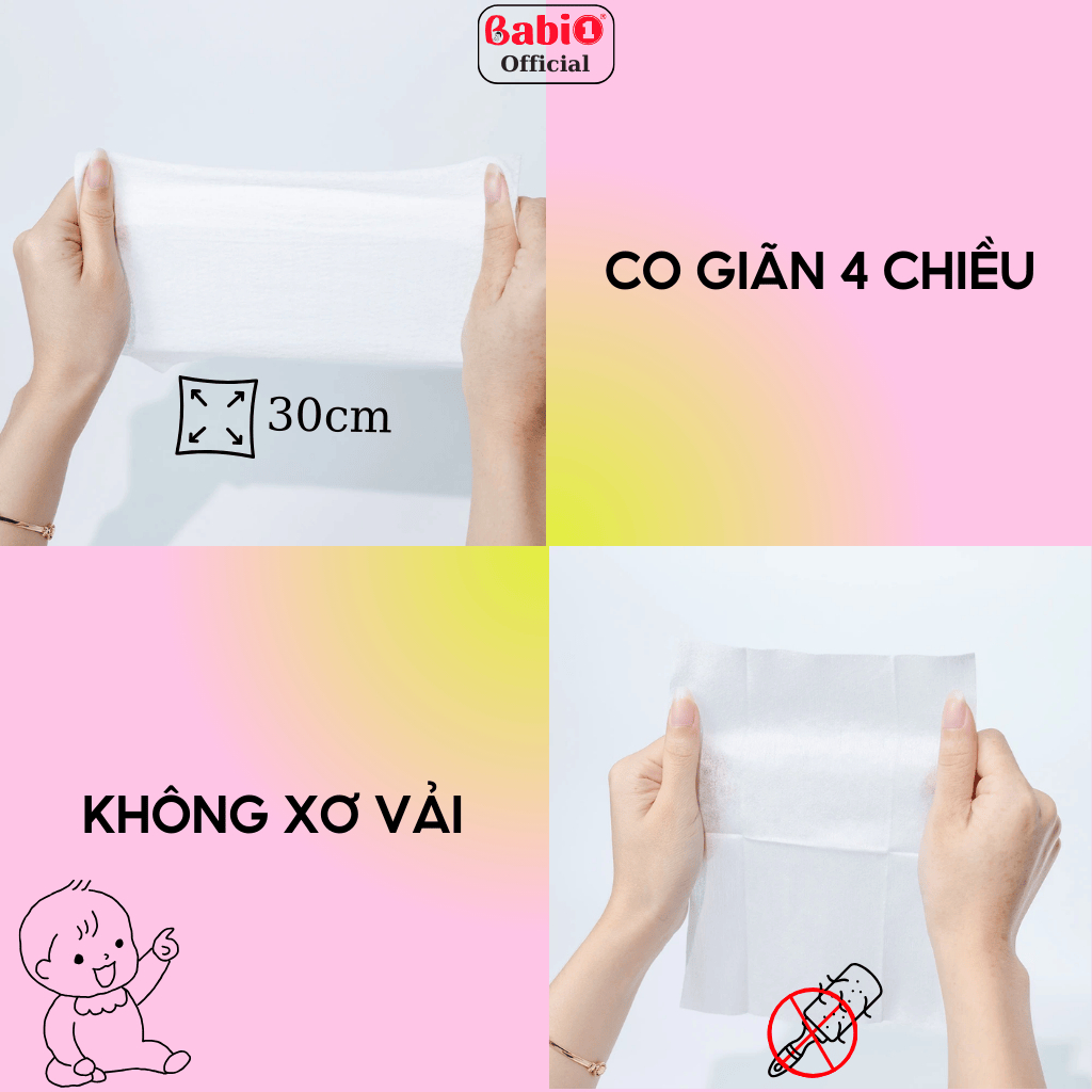 Khăn Khô Đa Năng Babi1 Nhãn Xanh Vải Không Dệt 200g – Chuẩn 5 Không, An Toàn Cho Mẹ & Bé